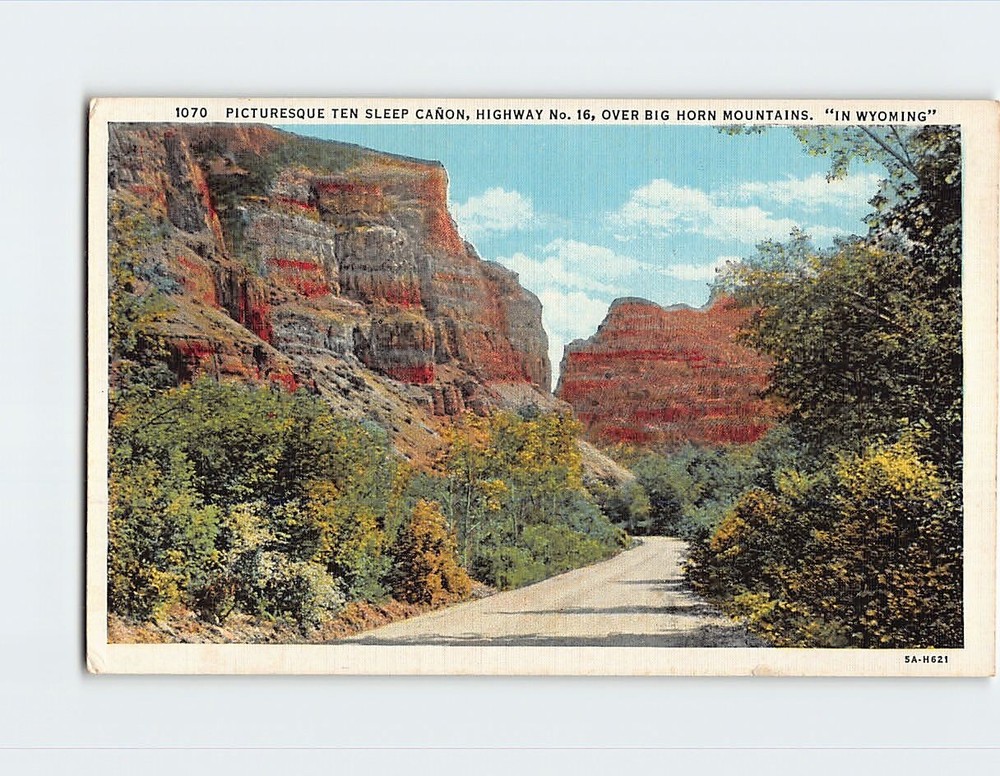 Postcard Ten Sleep Canon Highway No. 16 Over Big Horn Mountains Wyoming USA
