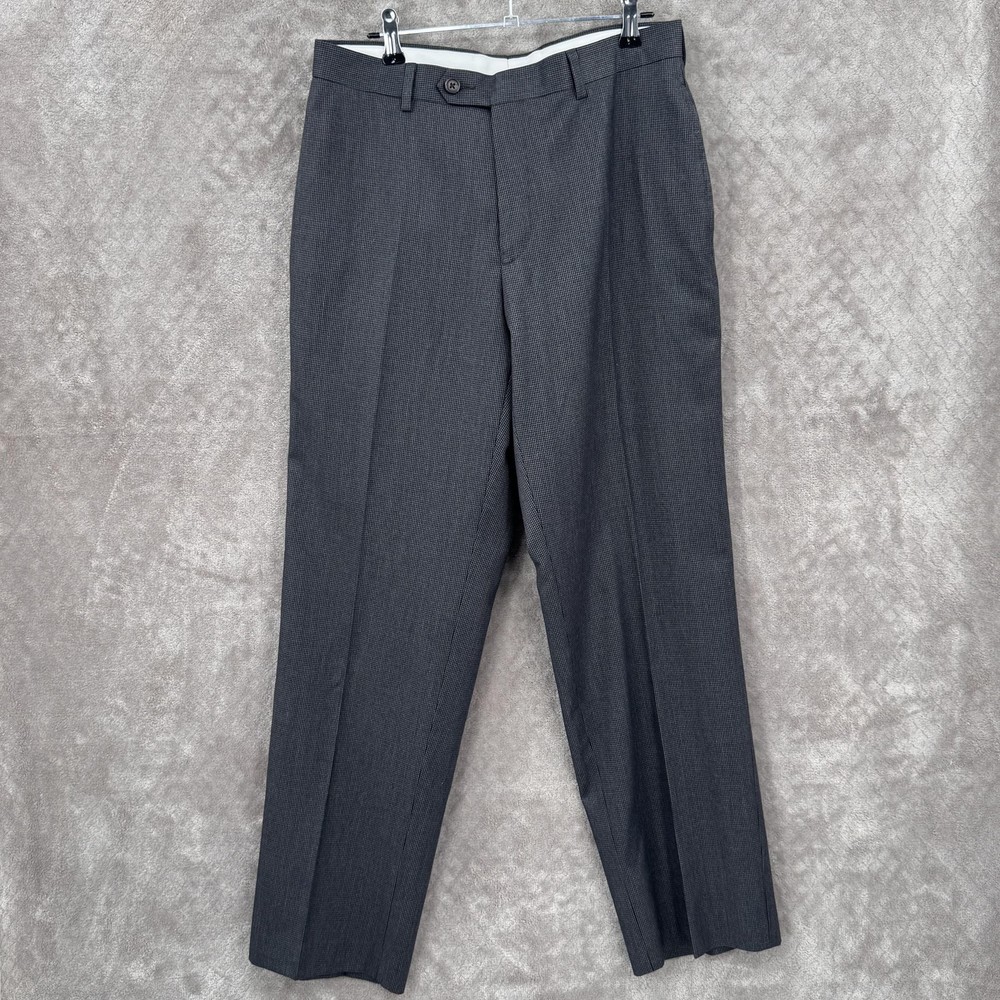 Ralph Lauren Dress Pants Mens 30x30 Gray Black Check Washable Classic Fit Office