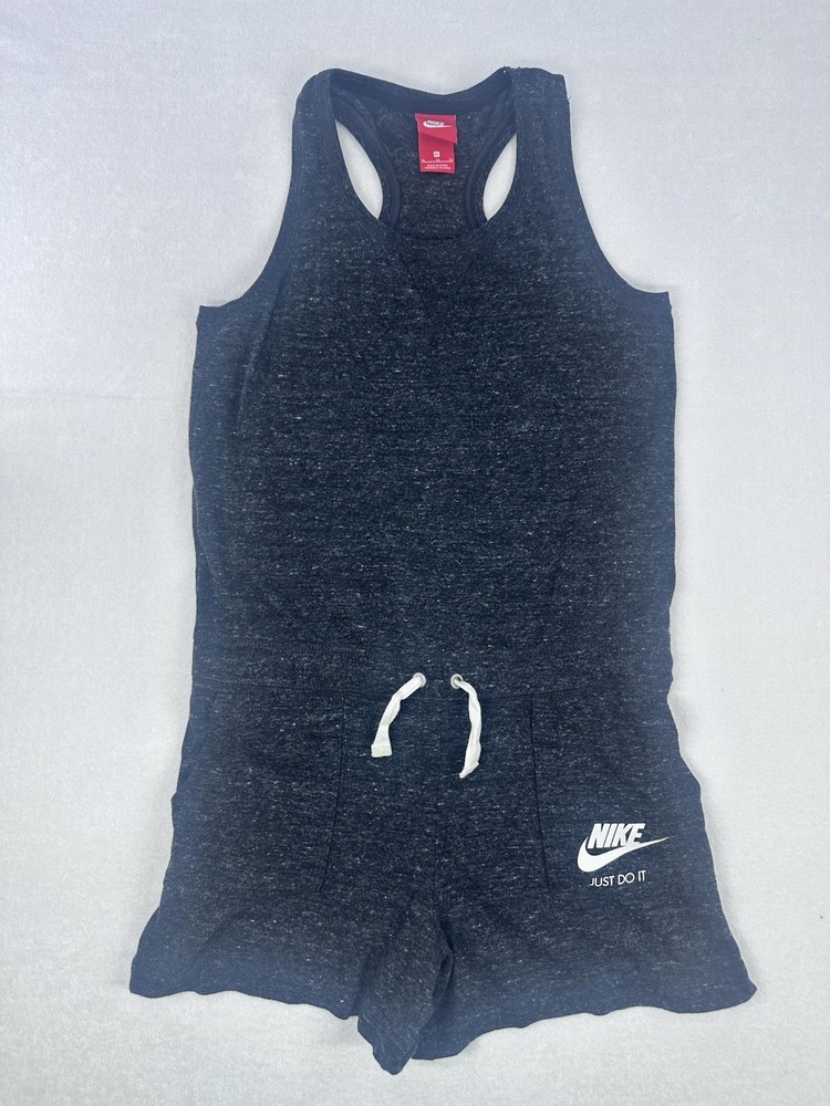 Vintage Nike Gym Women  Racerback Romper in Heathered Black Size XL