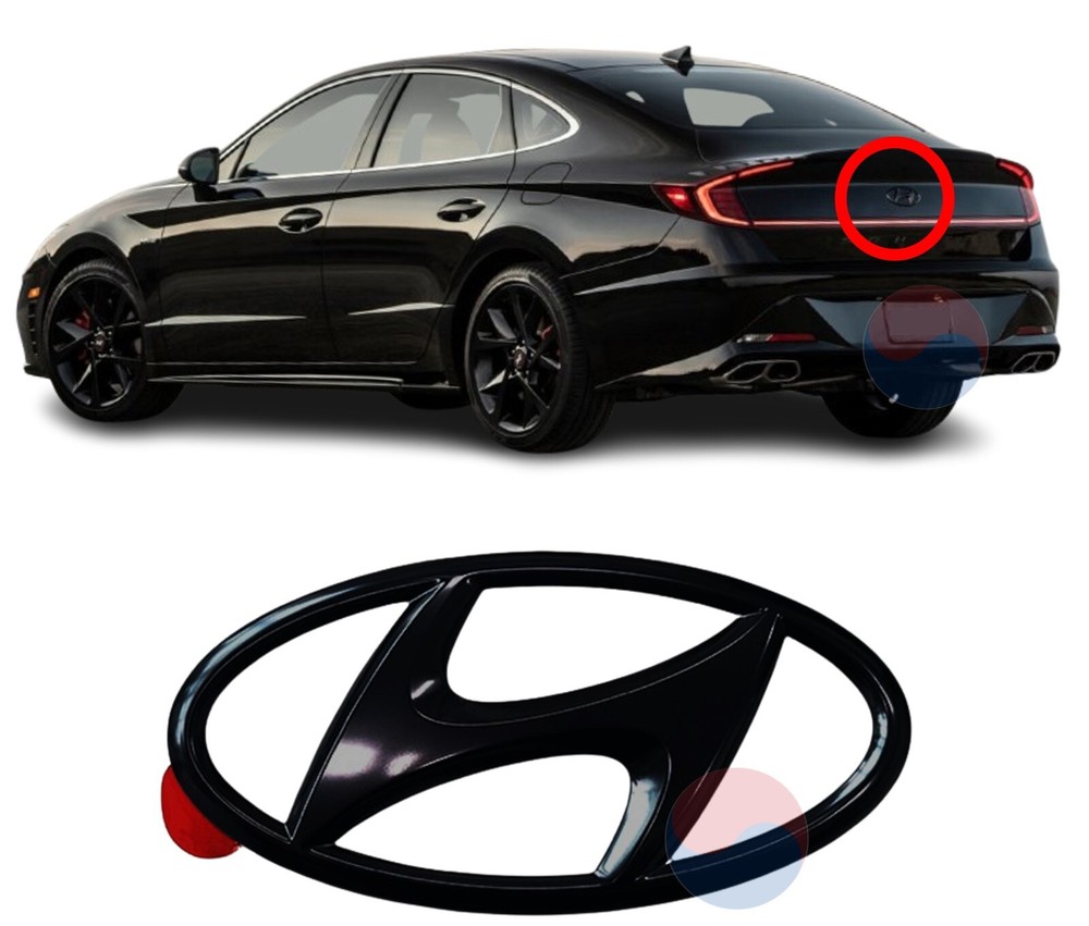 Genuine OEM Dark Chrome Rear H Emblem 86300L0ZA0 for Sonata Night Edition 20~23