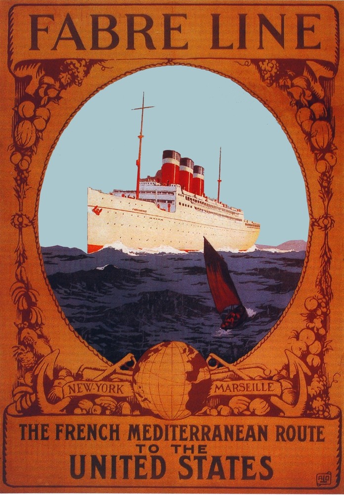 French Medirerranean Decor Poster. Fine Graphic Art Design. Fabre Line. 2725