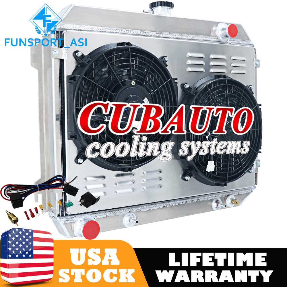 3 Rows Aluminum Radiator Shroud Fans Relay For 1968-1973 Dodge Plymouth Mopar V8