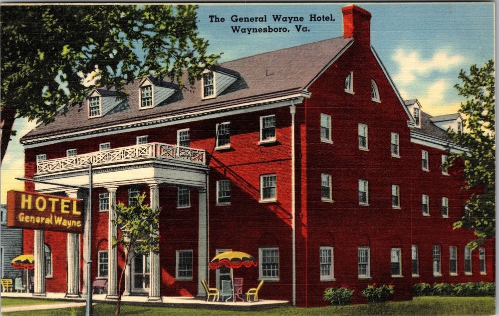 Waynesboro VA-Virginia, General Wayne Hotel, Vintage Postcard