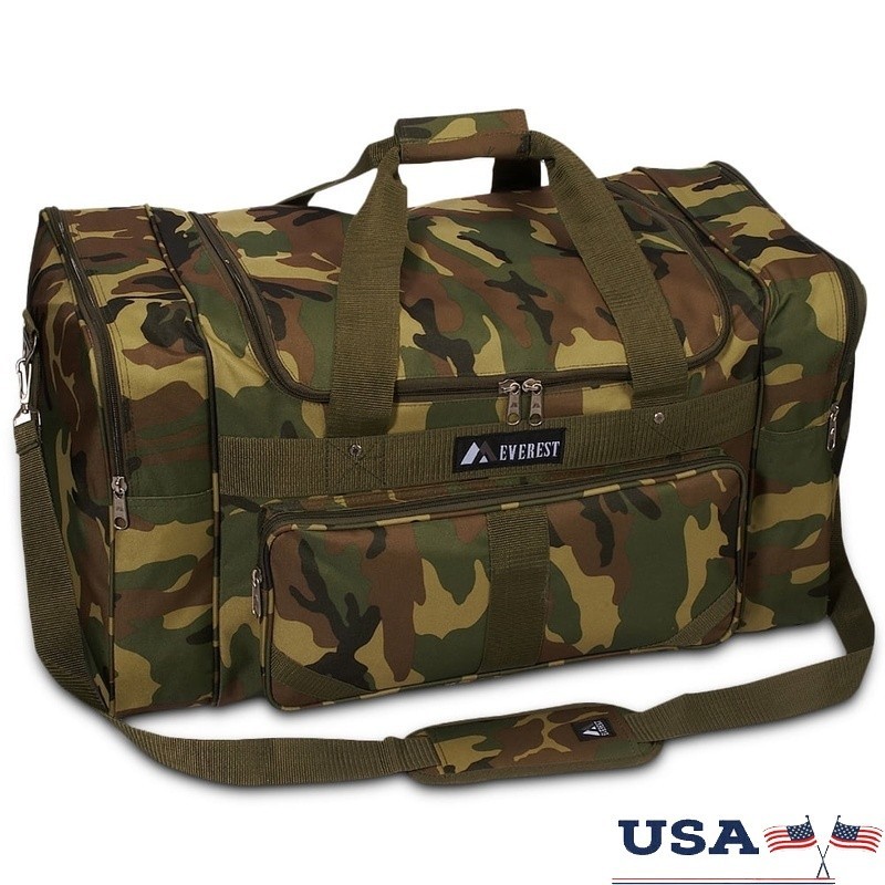 Heavy Duty Unisex Camo Duffel Bag Storage W/ Shoulder Strap & Side Pockets New