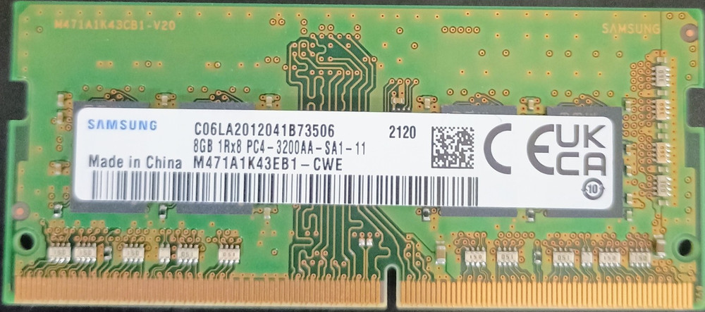 Samsung 8GB DDR4 SO-DIMM PC4-3200AA 260-Pin Non-ECC M471A1K43EB1-CWE
