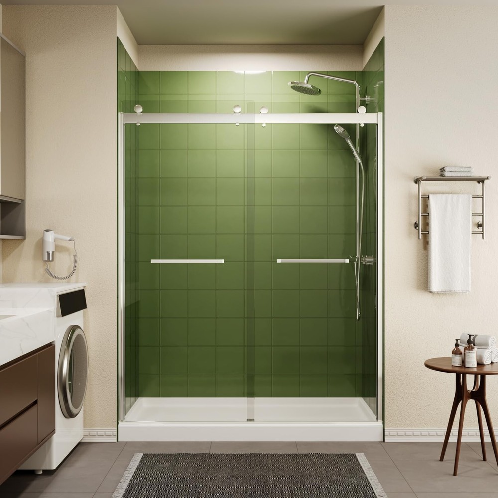 ACE DECOR 60x74 Frameless Sliding Shower Door 8mm Glass-image