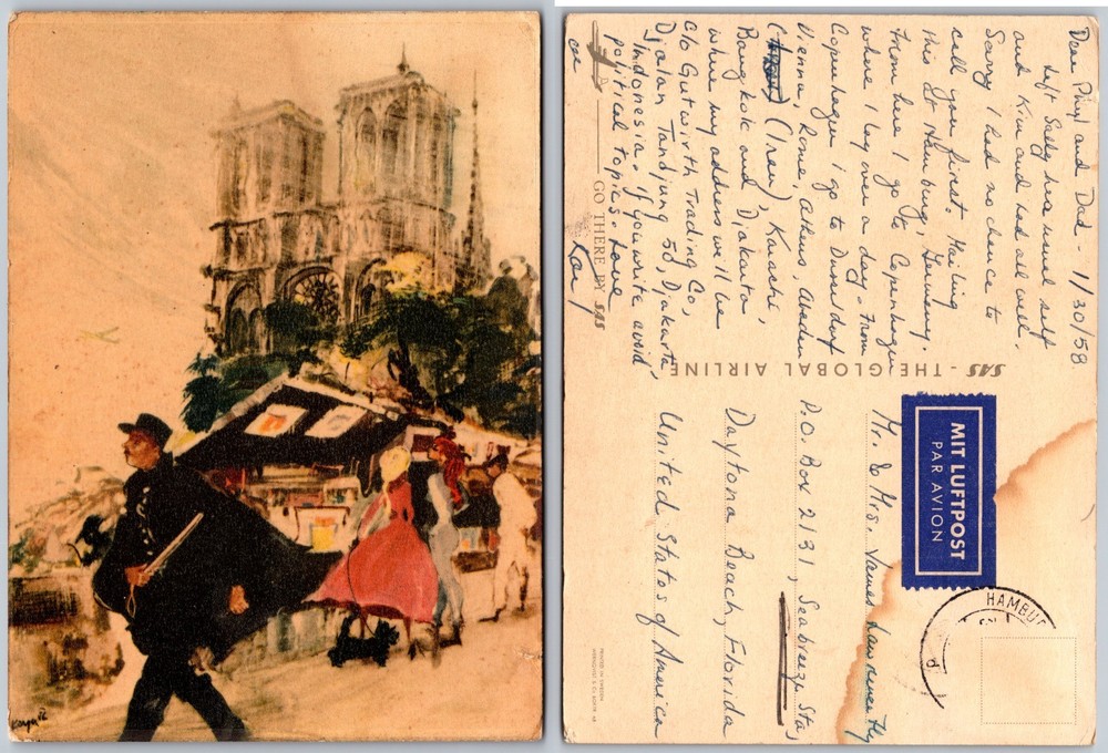 Continental Cathedral Street Scene Postcard