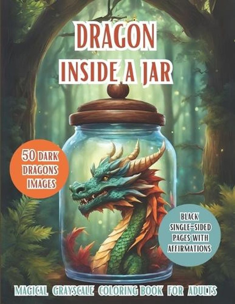 Dragon Life In a Jar. Grayscale Coloring Book For Adults: Discover the Enchantin