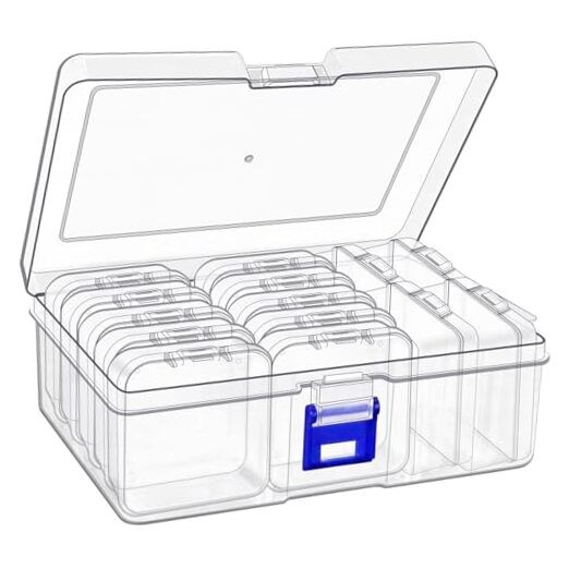 15-Piece Small Bead Organizer Set with Clear Plastic Storage Box