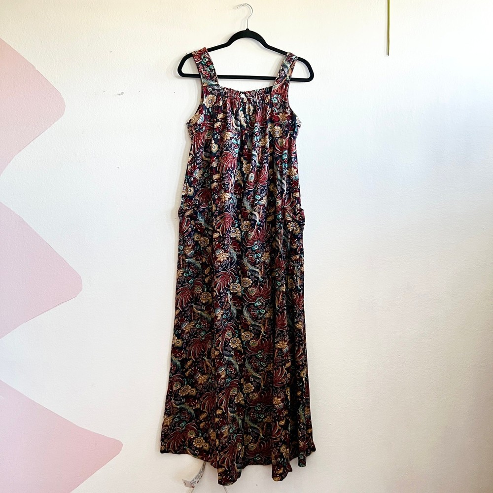 Vintage Floral Maxi Dress W Pockets Cottagecore Romantic Boho Bohemian 2X
