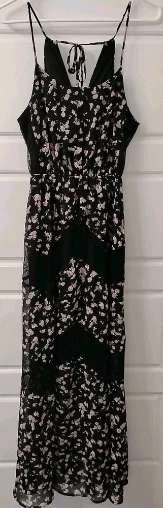 Vtg Y2k Candies Spaghetti Strap Floral Sheer Whimsigoth Maxi Black Pink M Dress