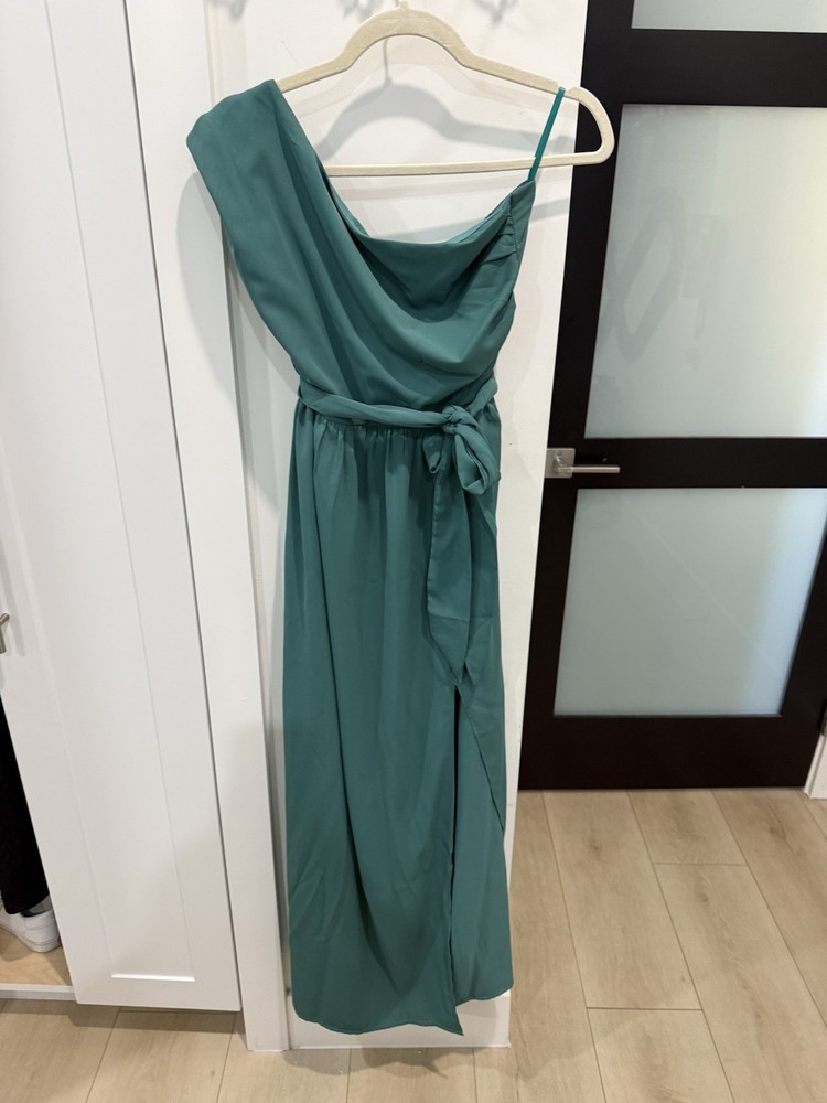 Womens Pretty Garden One Shoulder Emerald Green Dress NWT Size XL