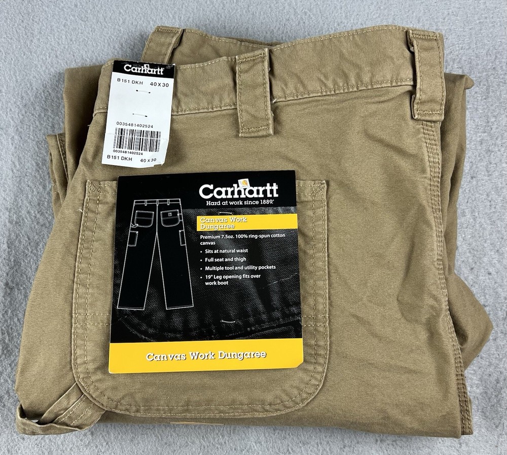 CARHARTT Men’s Canvas Work Dungaree Utility Work Pants W40 L30 Loose Fit NWT