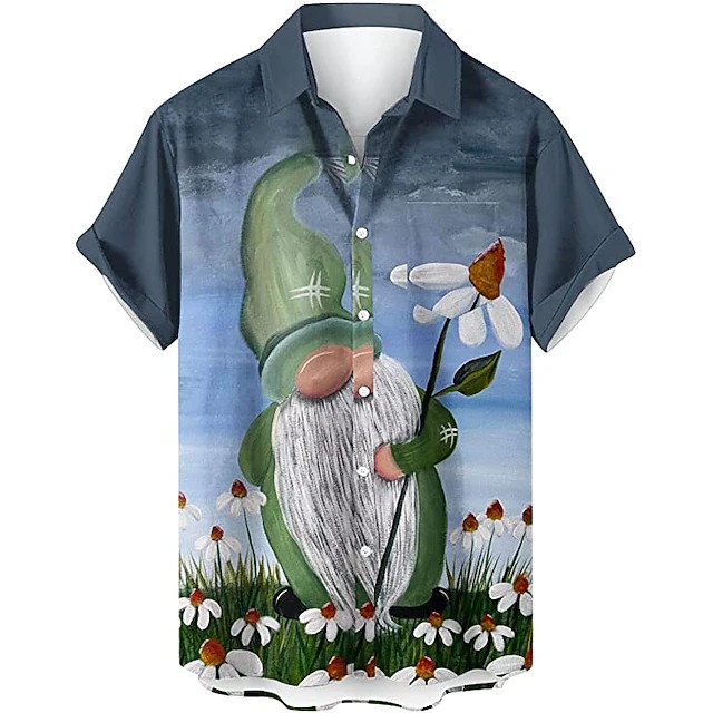 St Patricks Day Hawaiian Shirt Golden Shamrock Lucky Green Festival Party Button