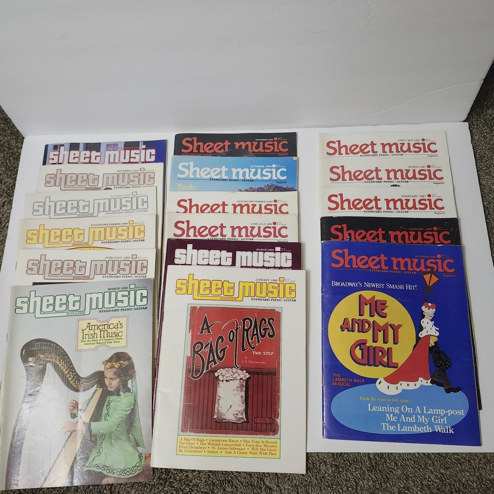 Vintage Sheet Music Magazine 1985-1987 LOT of 17 Magazines Piano Guitar