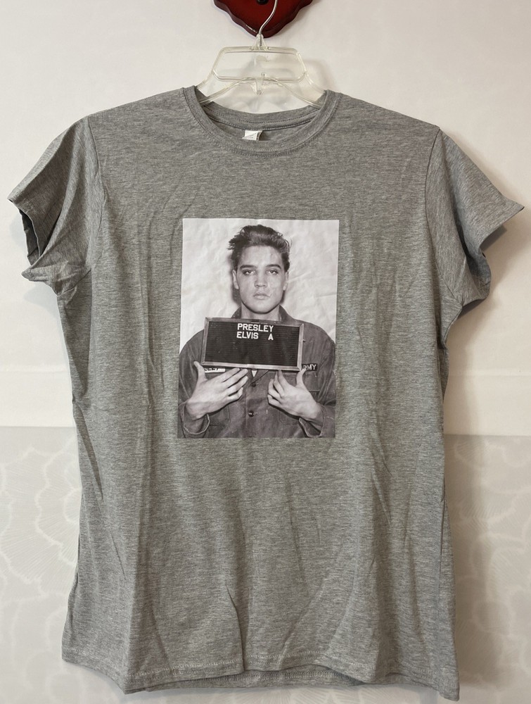 Gildan Womens 2xl Gray Elvis Presley Short-Sleeved Cotton-Blend Tshirt! A4896