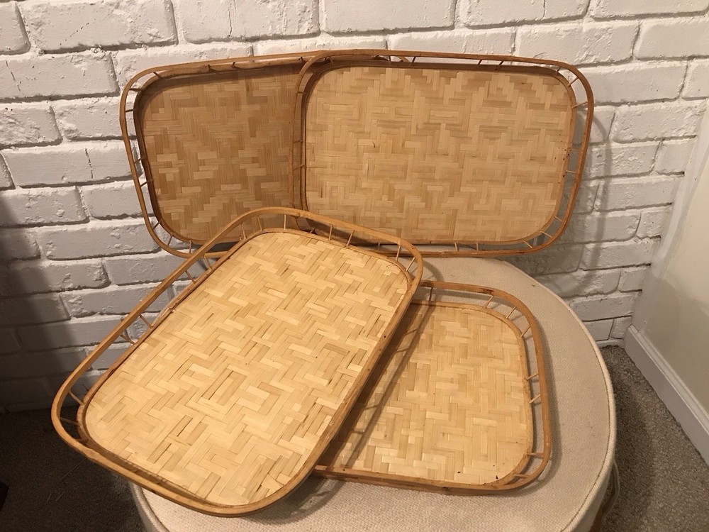 Vtg Bamboo Rattan Wicker Lap TV  19x13