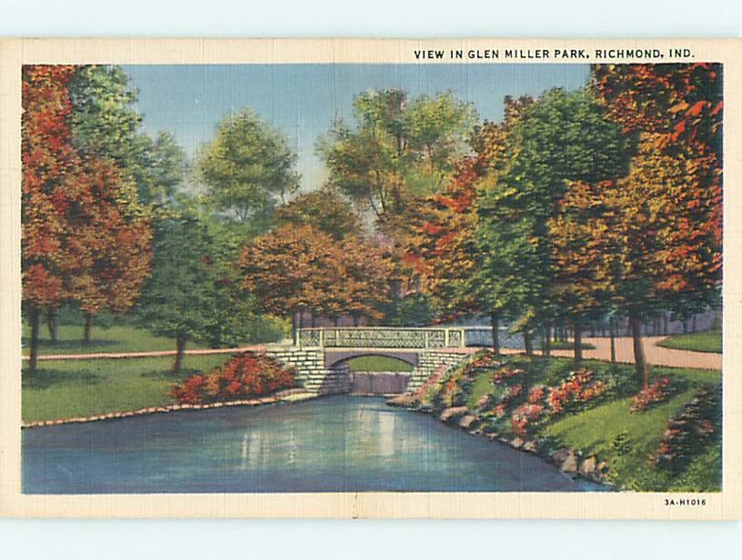 Unused Linen GLEN MILLER PARK SCENE Richmond Indiana IN  r8313