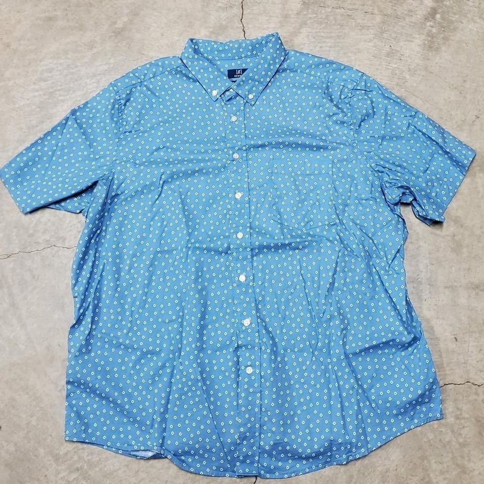 George Blue and White Polka-dot Button Up Shirt