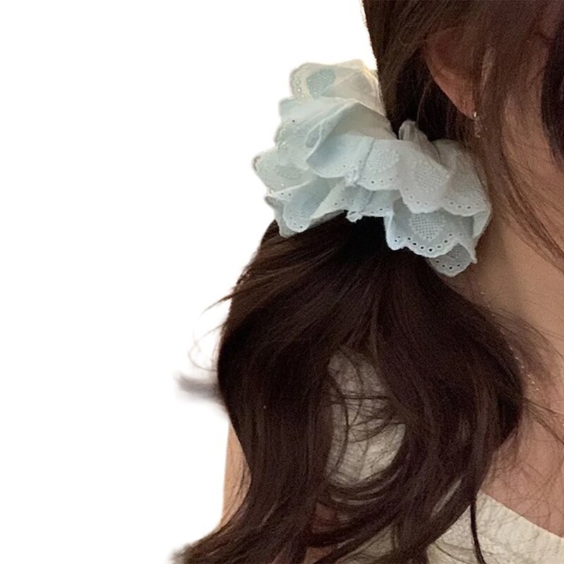 Elastic Hair Rope Lace Trim Ponytail Tie for Girls