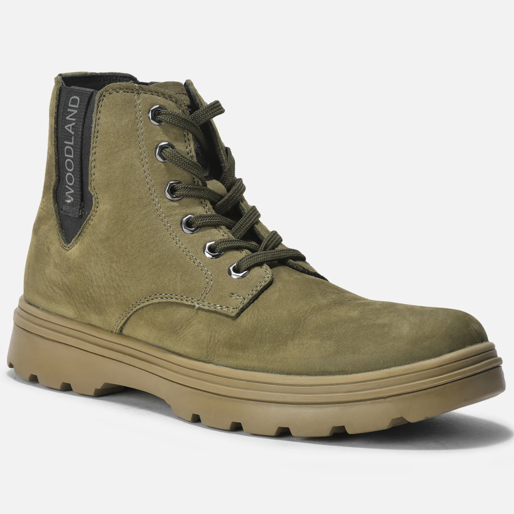 Woodland Mens Olive Green Nubuck Boots | Diesel Milled Finish Leather Insole All