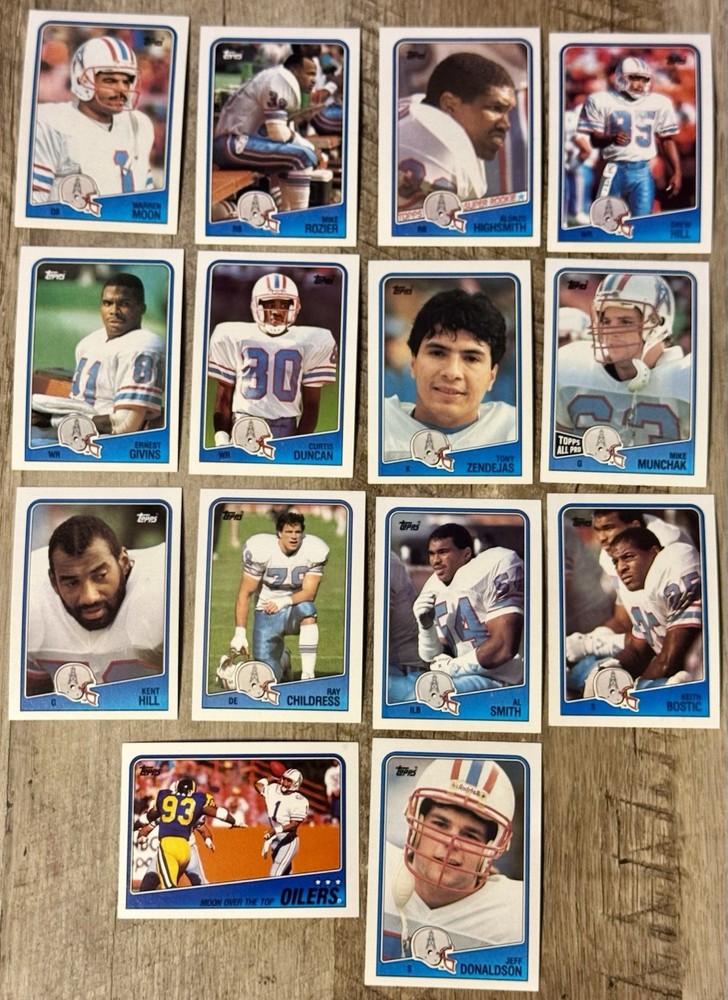 1988 Topps Houston Oilers 14-Card Team Set Football-Warren Moon-Highsmith Rookie
