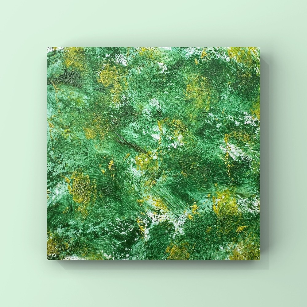 Green abstract oil painting Modern Contemporary Art Greenery Miniature artwork