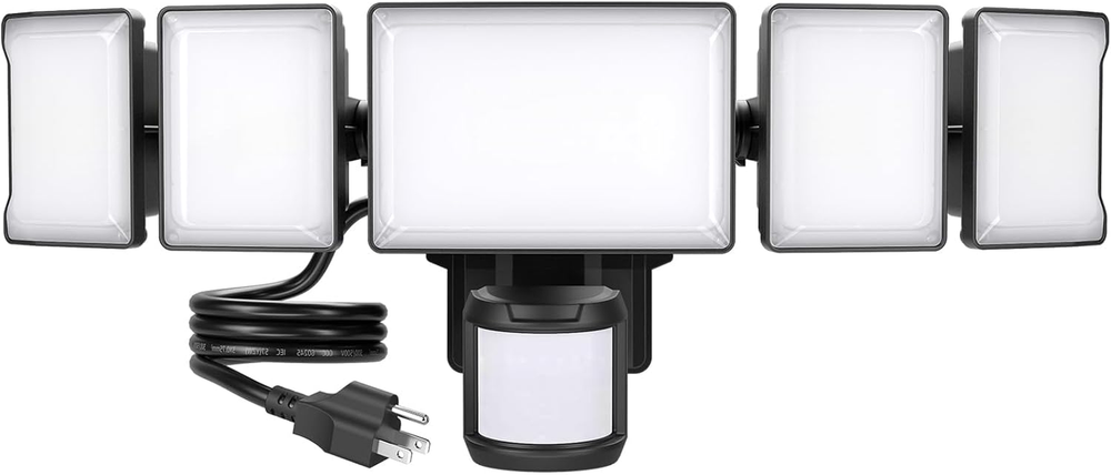 100W Motion Sensor Outdoor Light Plug In, Motion Flood Light Dusk to Dawn, 10000