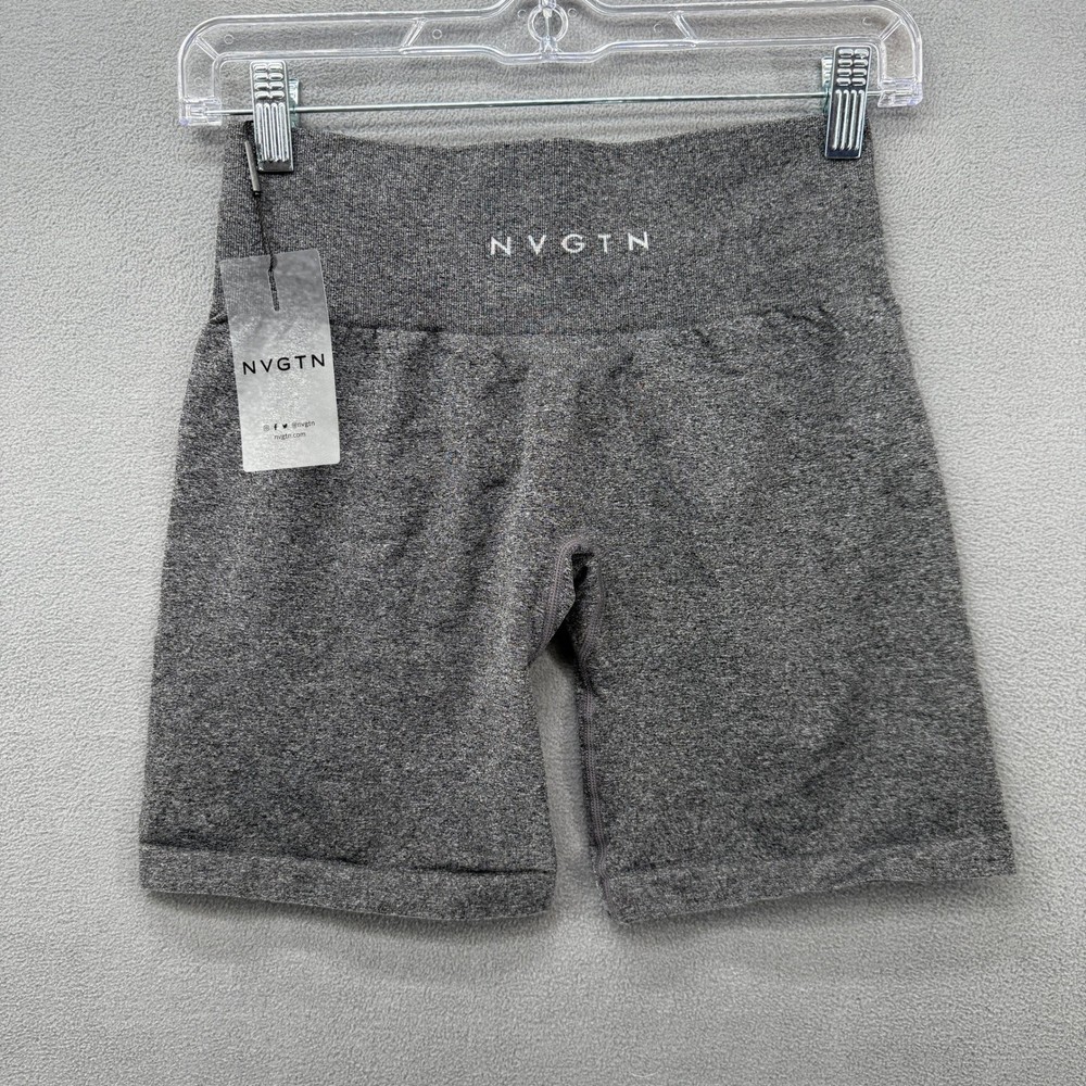 NVGTN Womens Seamless Biker Shorts Charcoal Heather Gray High Rise Size M