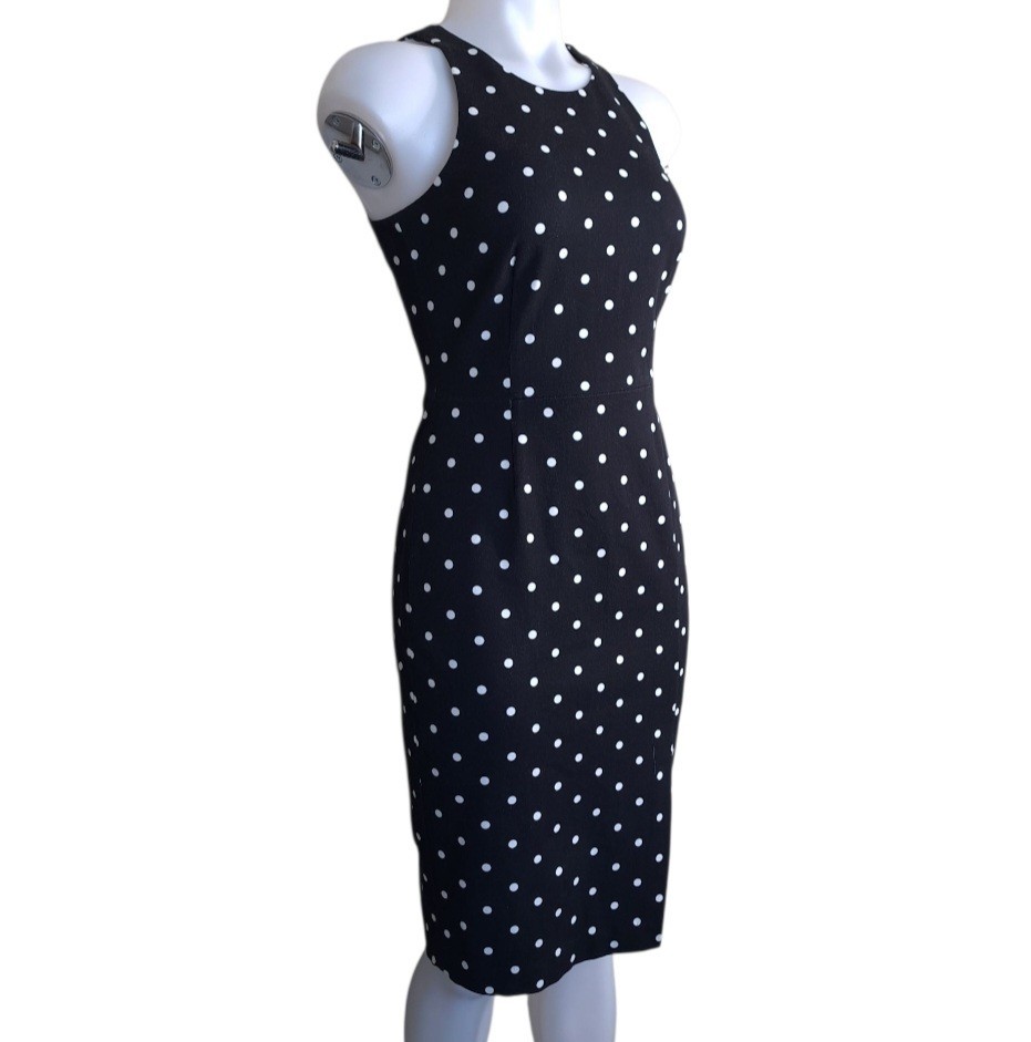 Banana Republic Women's Size 0 Dress Black/White Polka Dots Zipper Sleeveless