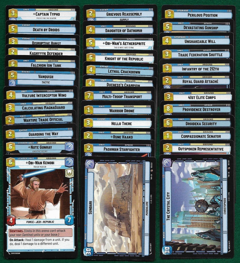 STAR WARS UNLIMITED TWILIGHT OF THE REPUBLIC 166 CARD BASIC SET UNCOMMON/COMMON