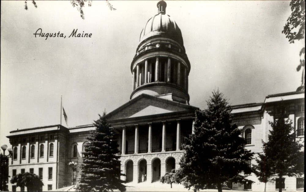 RPPC Augusta Maine Capitol Building ~ vintage photo postcard
