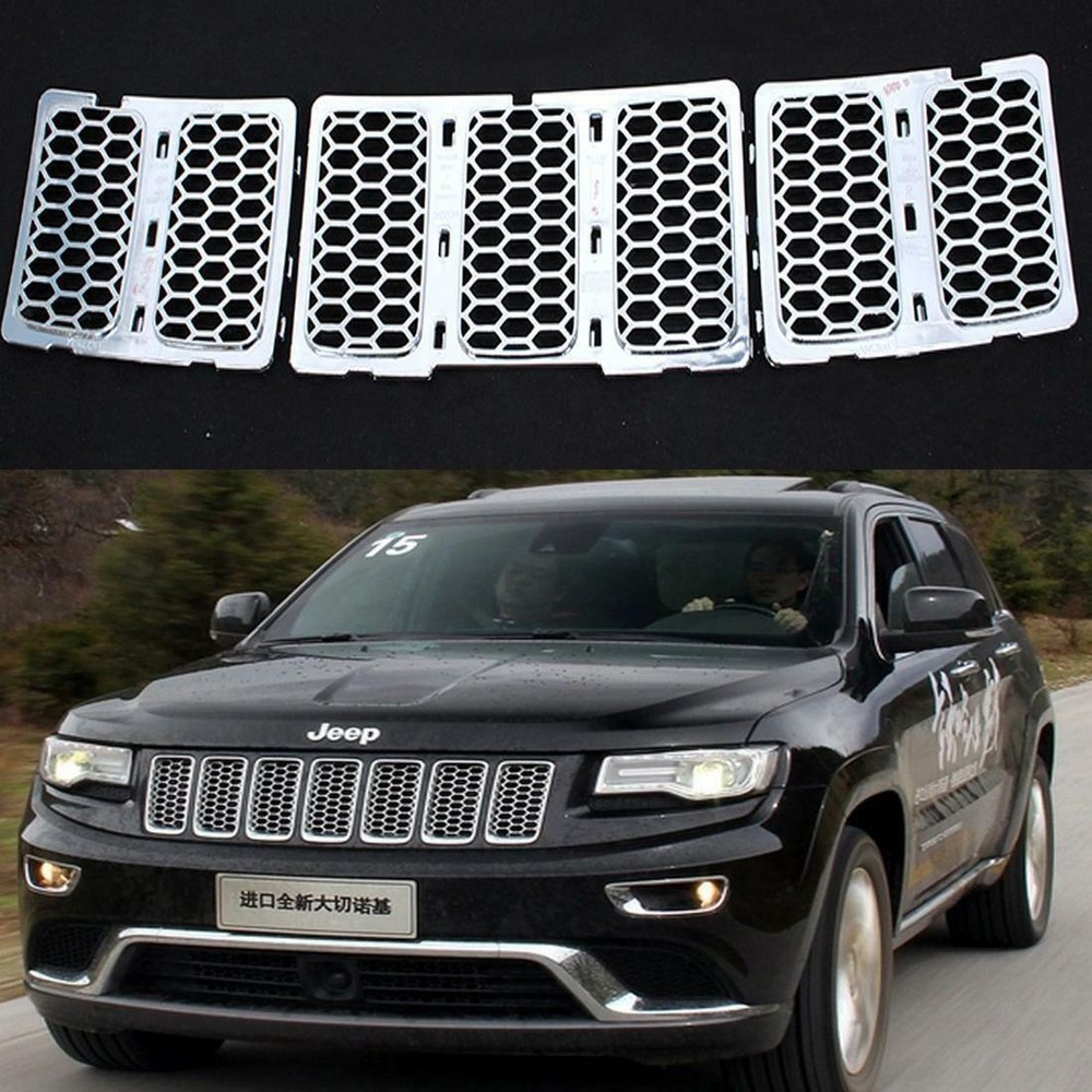 Chrome Front Mesh Grille Honeycomb Insert trim For Jeep Grand Cherokee 2014-2016