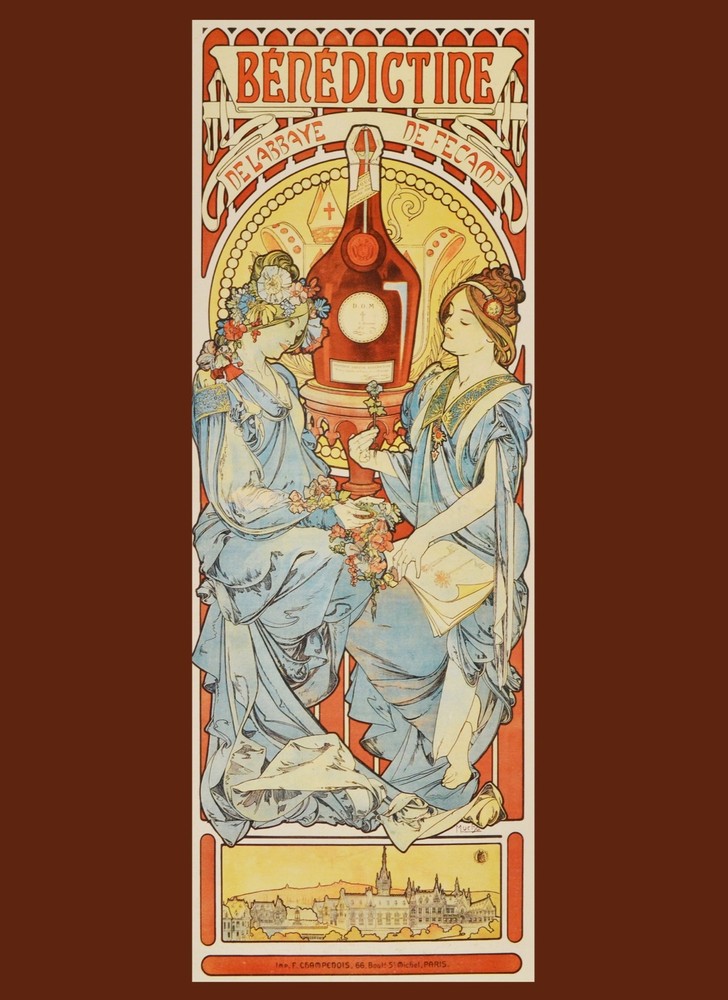 Art Nouveau Decor Poster - French Benedictine Wine Design 6269