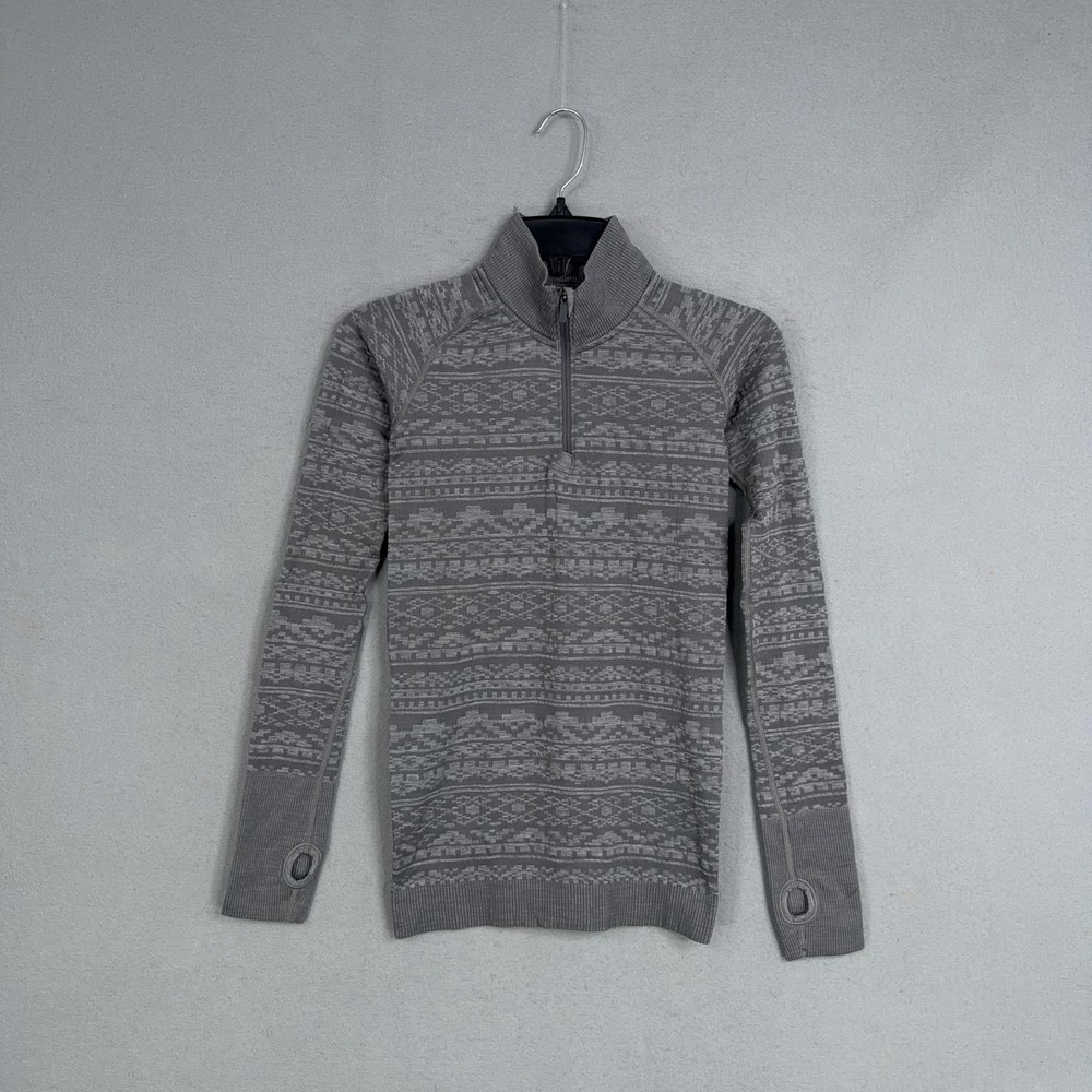Lululemon Pullover Womens Small Gray Fair Isle Performance 1/4 Zip Thumbholes