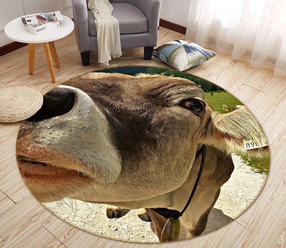 3D Cow Design Non-Slip Animal Print Rug Mat Elegant Photo Carpet Romy AHO186894