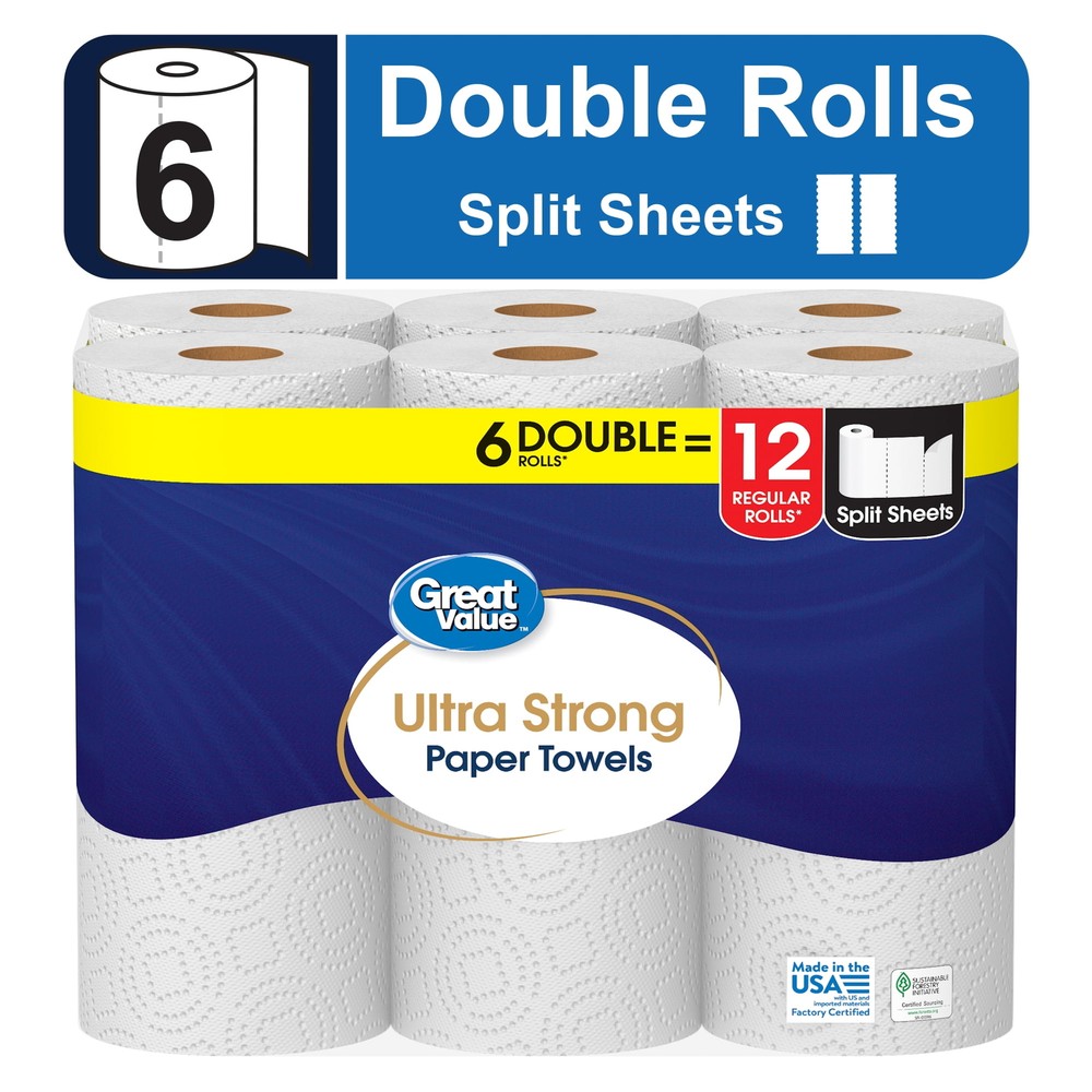 Great Value Ultra Strong 6 Double Roll Paper Towels