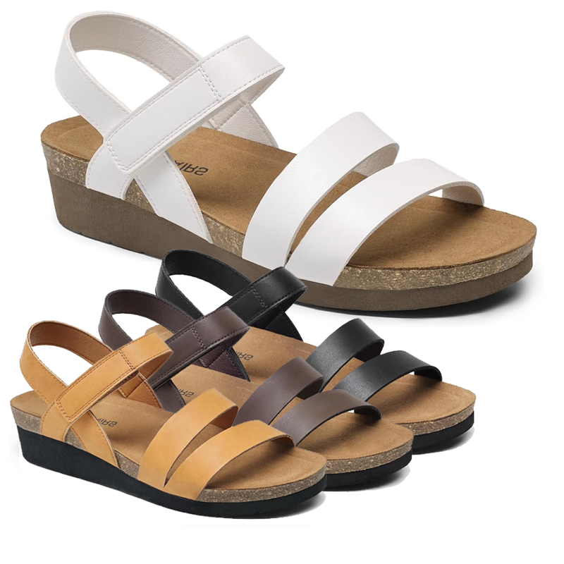 Women Low Heel Wedge Sandals Casual Flatform Dress Shoes with Arch Support