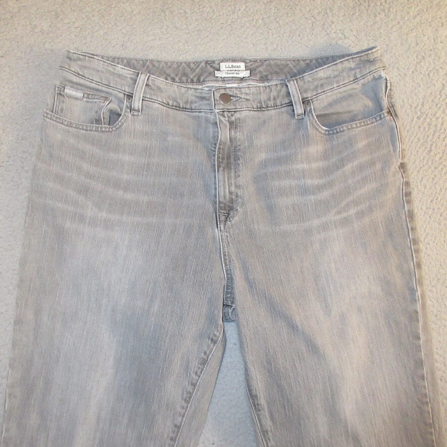 LL Bean Jeans 16 Women Classic Fit Straight Leg Stretch Gray Measures 35x30