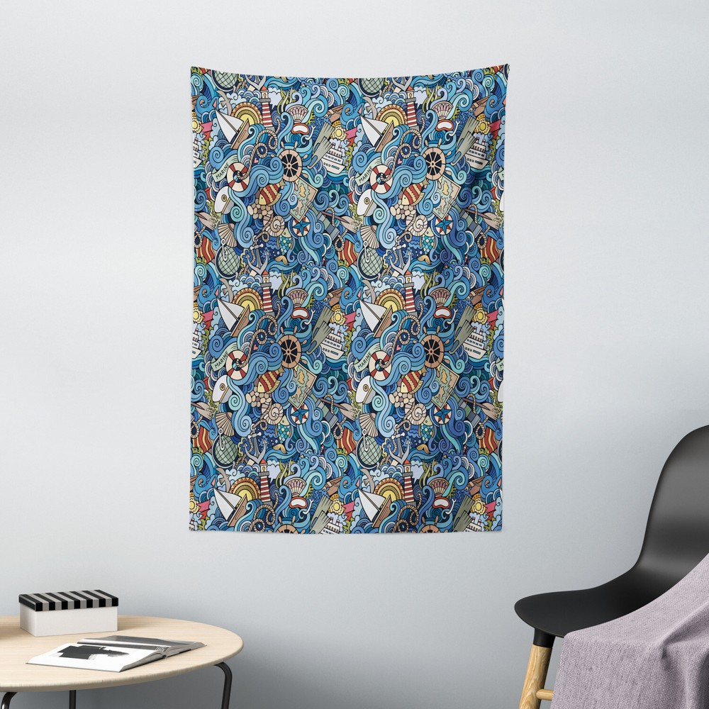 Colorful Tapestry Abstract Sea Shells Print Wall Hanging Decor