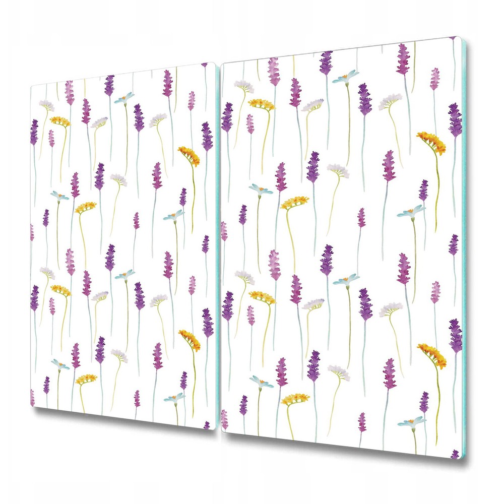 Glass Chopping Board Worktop Saver Lavender Watercolour flowers Flower Lavender