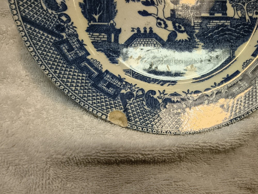 Blue Willow Pattern Ceramic Plate Set Blue White Decorative Round