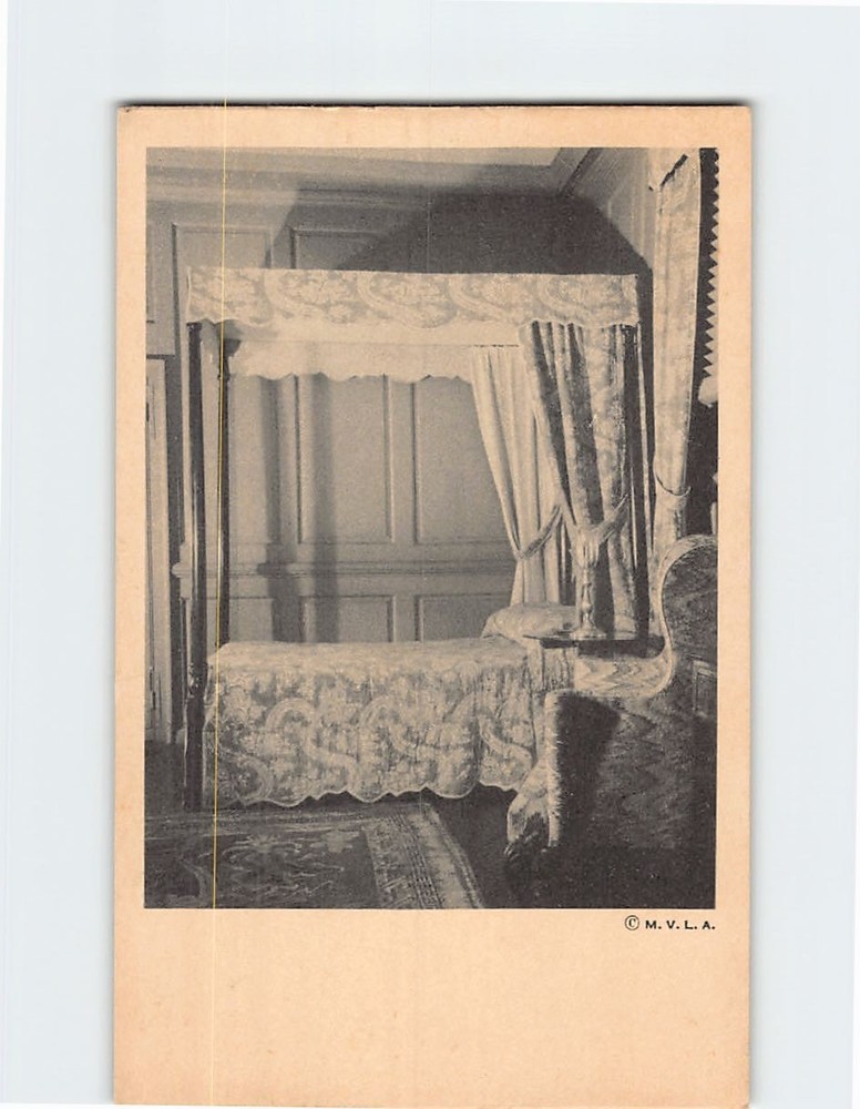 Postcard Downstairs Bedroom at Mount Vernon Virginia USA