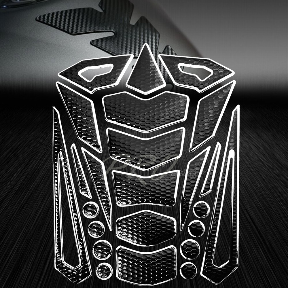 3D 24-Piece Customize Gas/Fuel Tank Pad Decal/Sticker Perforated Black+Chromed