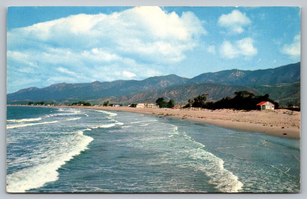 Vintage Carpinteria Beach State Park CA Postcard Mike Roberts Coastal View