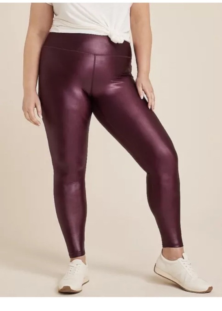 Women’s Plus Size Liquid Shine High Rise Leggings Size 1x NWT Bordeaux Wine