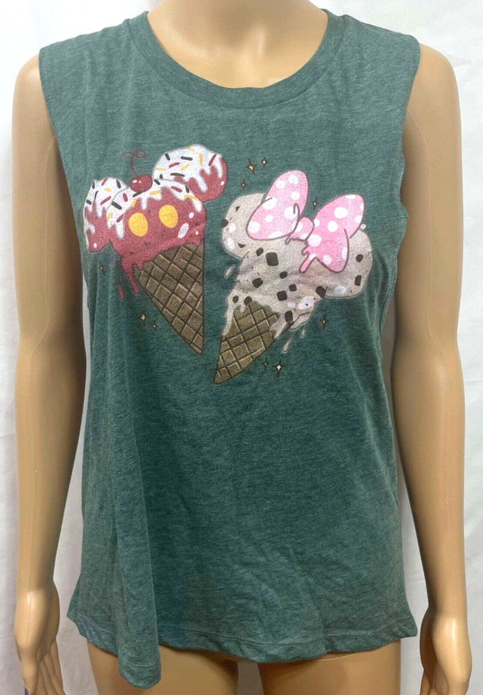 Disney Mickey Minnie Ice Cream  Festival Muscle Tank Top Muscle Graphic Sz L