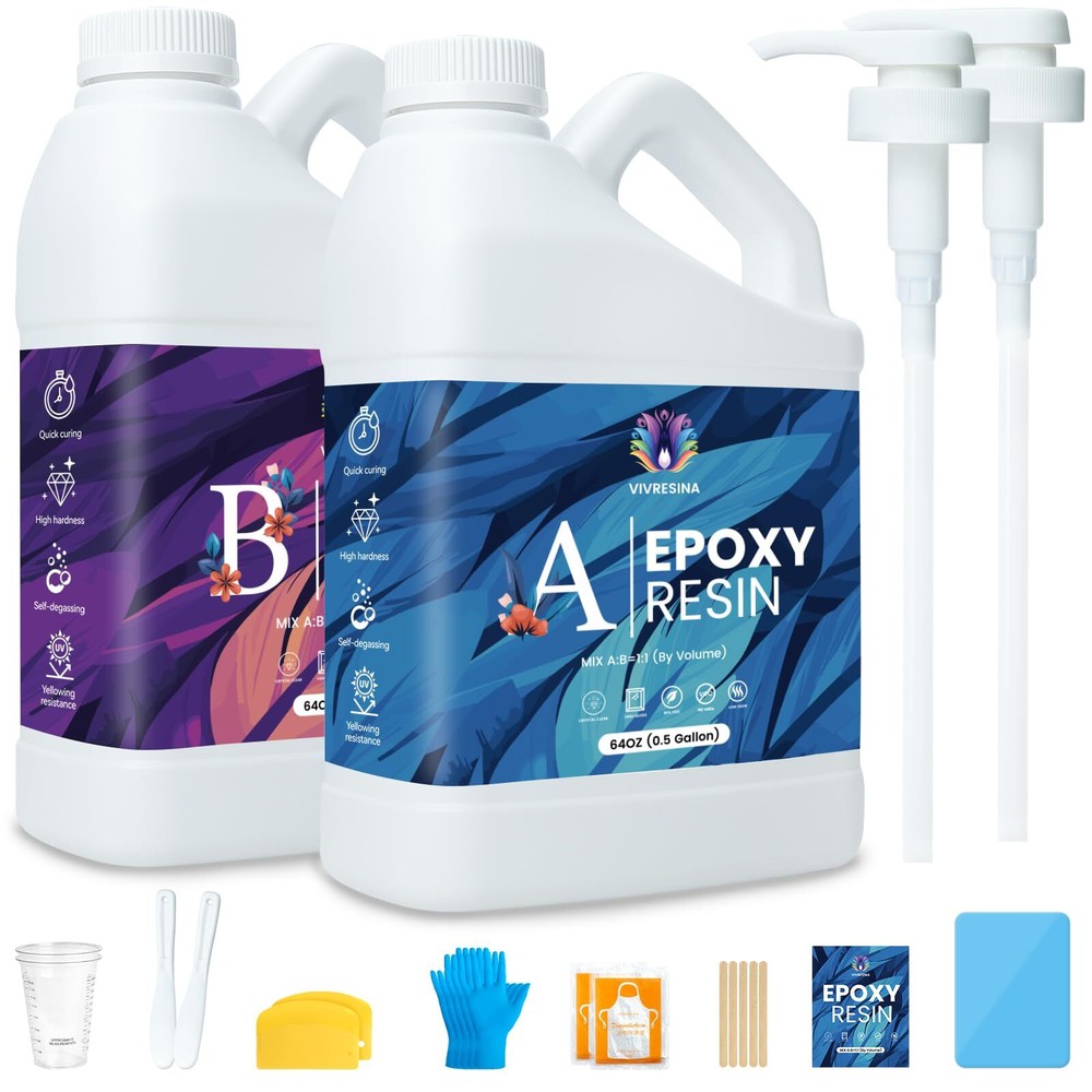 High Gloss 1 Gallon Epoxy Resin Kit Food Safe Crystal Clear 11 Mix Ratio