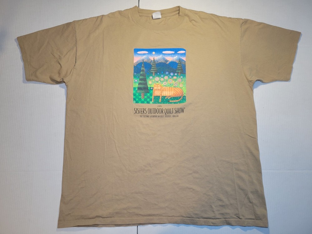 Y2K 2006 Sisters Outdoor Quilt Show John Simpkins Abstract Cat Forest Mens 3XL-image