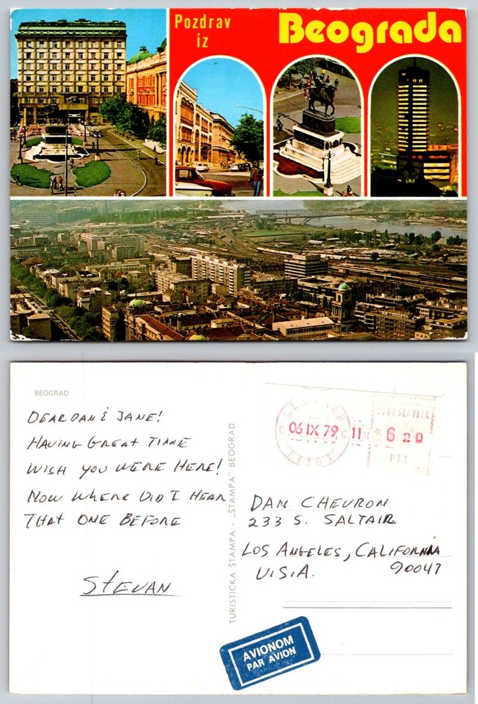 Vintage 1979 Belgrade Yugoslavia Postcard - City Views & Prince Mihailo